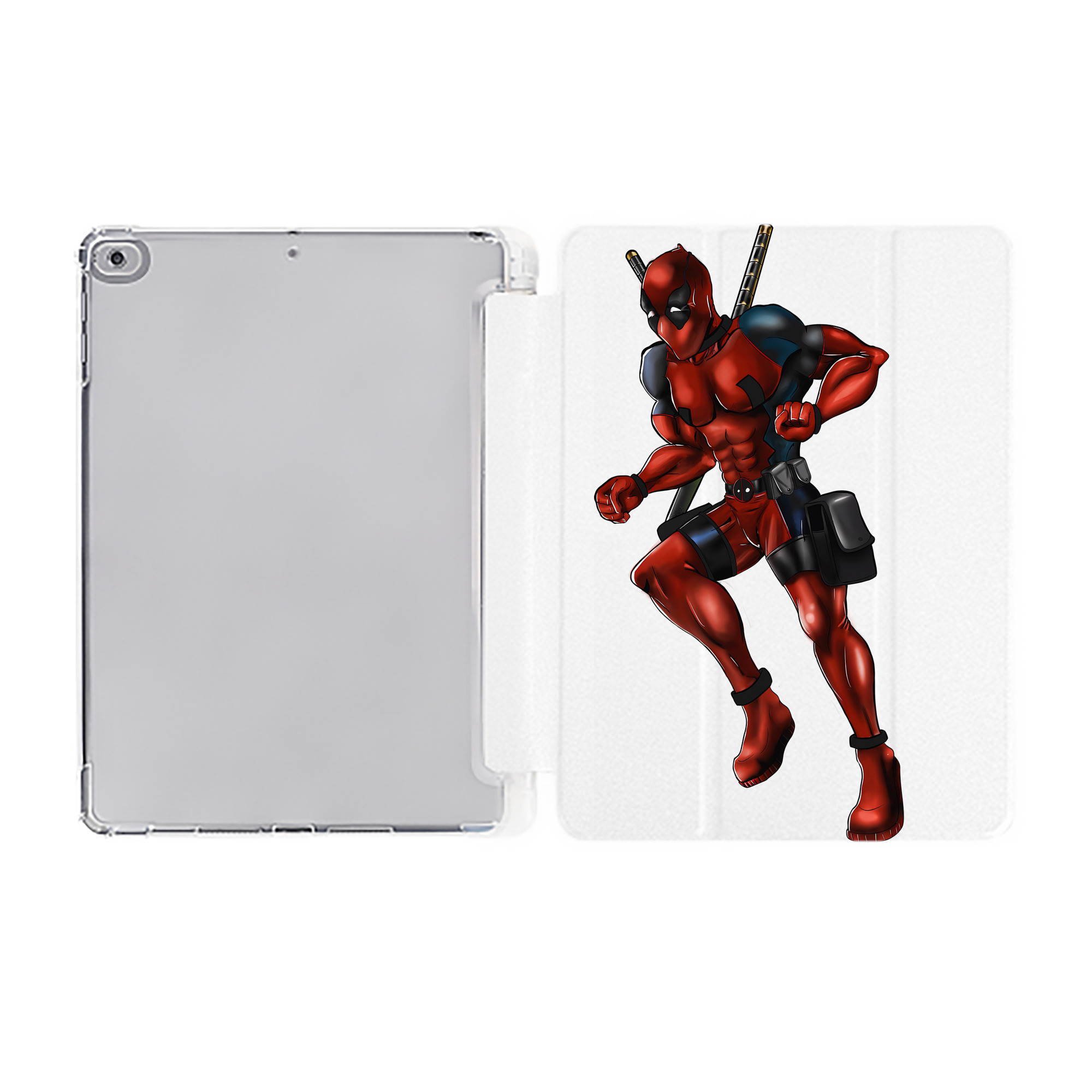 （画像用） Deadpool デッドプール IPad ケース ペン収納付き 三つ折りスタンド PUレザー×シリコン 対応機種9.5/10.5/10.9インチ
